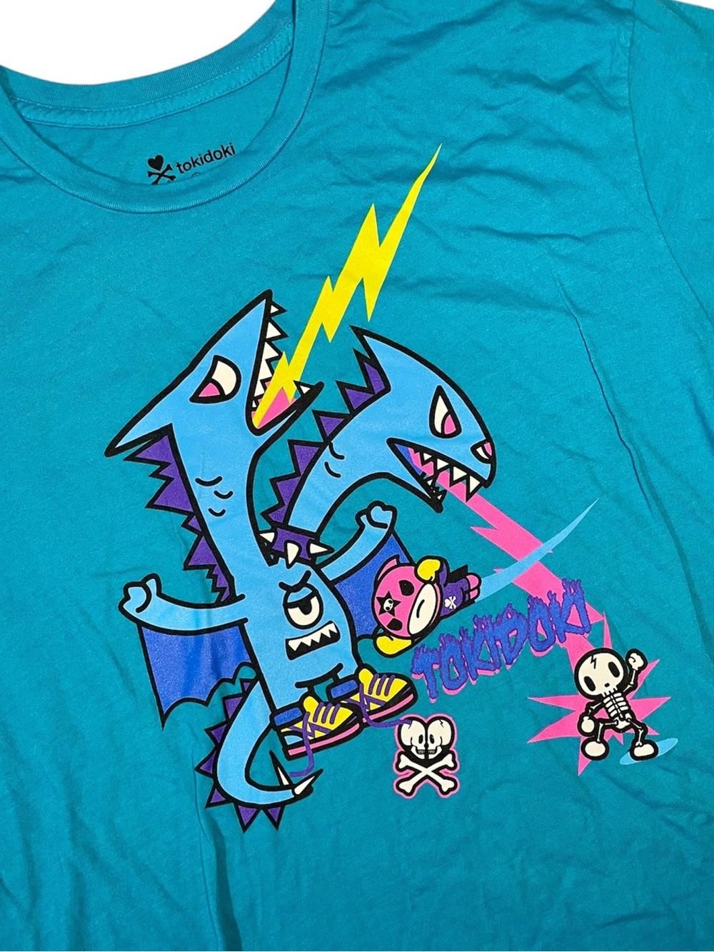 NEW Tokidoki Kingdos Blue Tee Shirt Men’s Large 2-Headed Kaiju Monster NWT